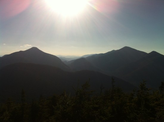Mt Marcy on the right, Table Top Mountain on the left, taken from the summit of Phelps Mountain (elev. 4,160 ft)
