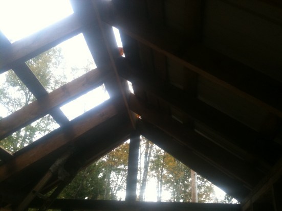 All the wall studs and rafters were 2x4 rough cut sawn on my uncles land and left over from his barn building project.